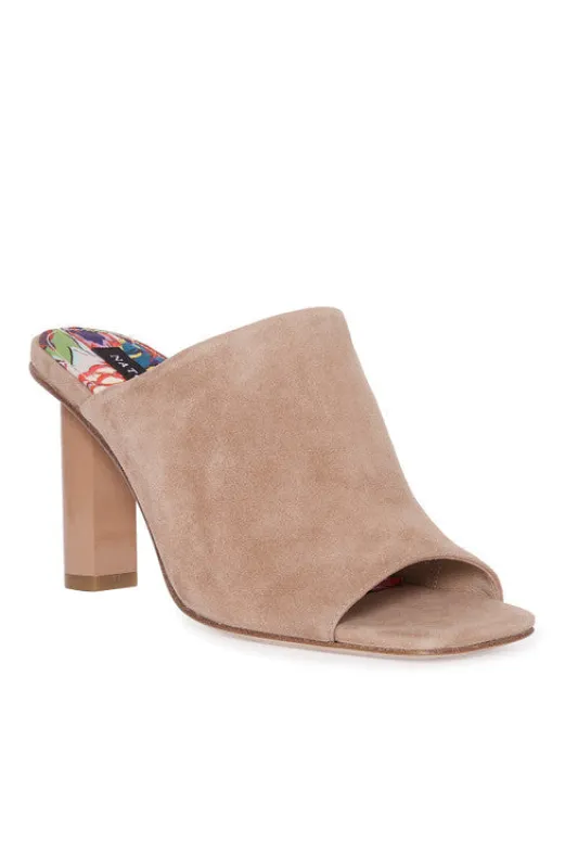 Gamine Suede Column Heel Mule sold by Natori