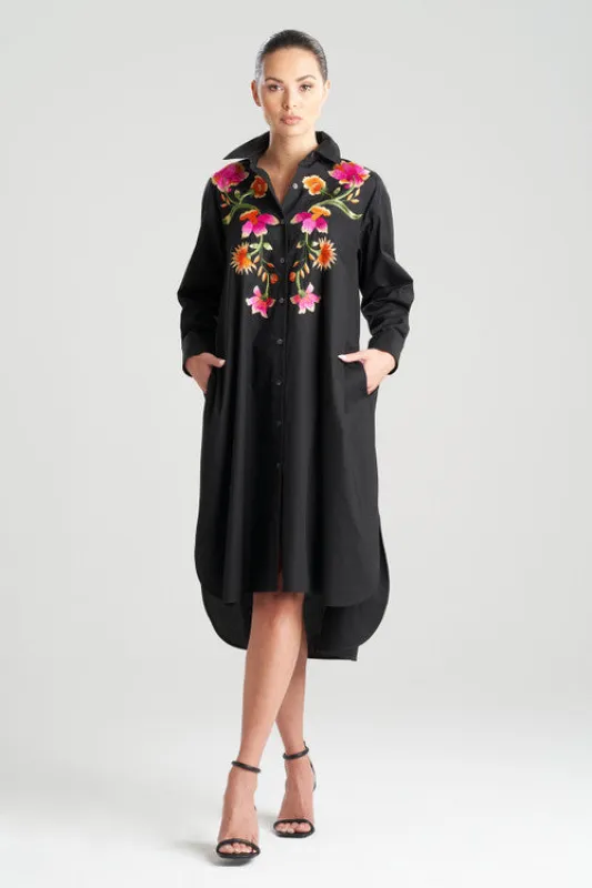 Chikayo Cotton Poplin Oversized Embroidered Shirtdress sold by Natori