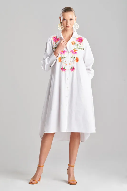 Chikayo Cotton Poplin Oversized Embroidered Shirtdress sold by Natori