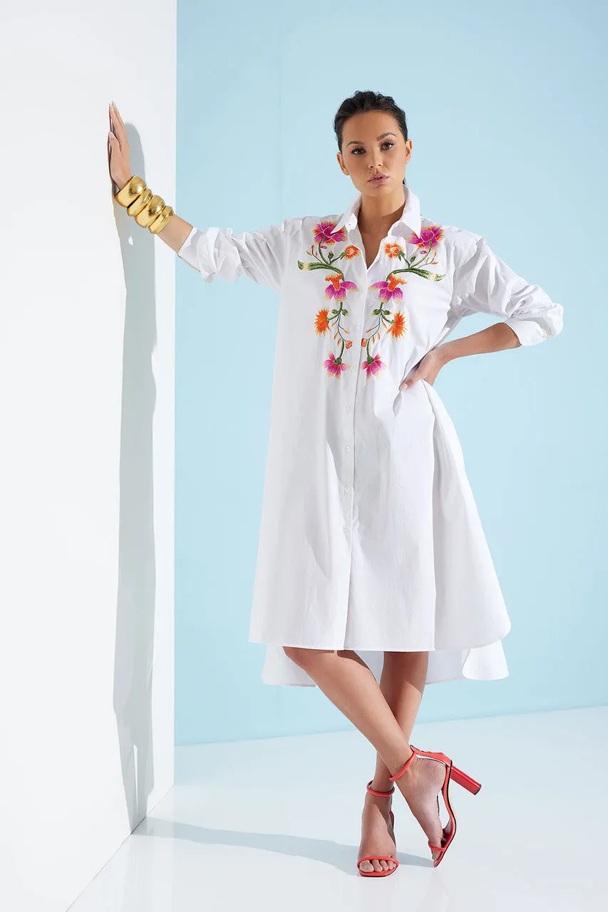 Chikayo Cotton Poplin Oversized Embroidered Shirtdress sold by Natori product image thumbnail 2