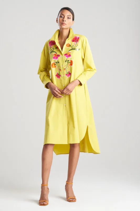 Chikayo Cotton Poplin Oversized Embroidered Shirtdress sold by Natori