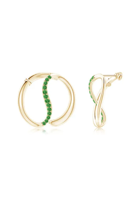 Shangri-La Yin-Yang 14K Gold and Tsavorite Large Button Stud Earrings made by Natori