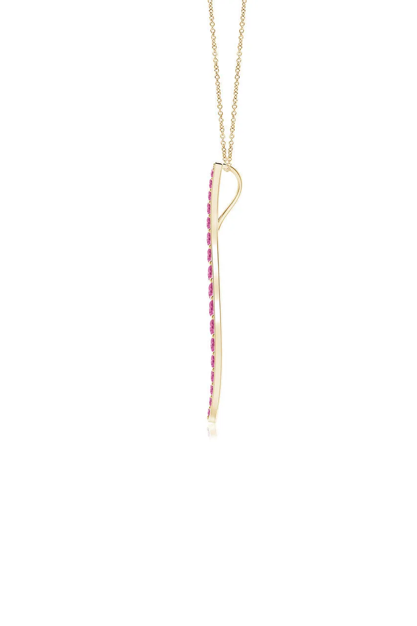 Shangri-La Brushstroke 14K Gold and Pink Sapphire Large Pendant Necklace sold by Natori product image thumbnail 4