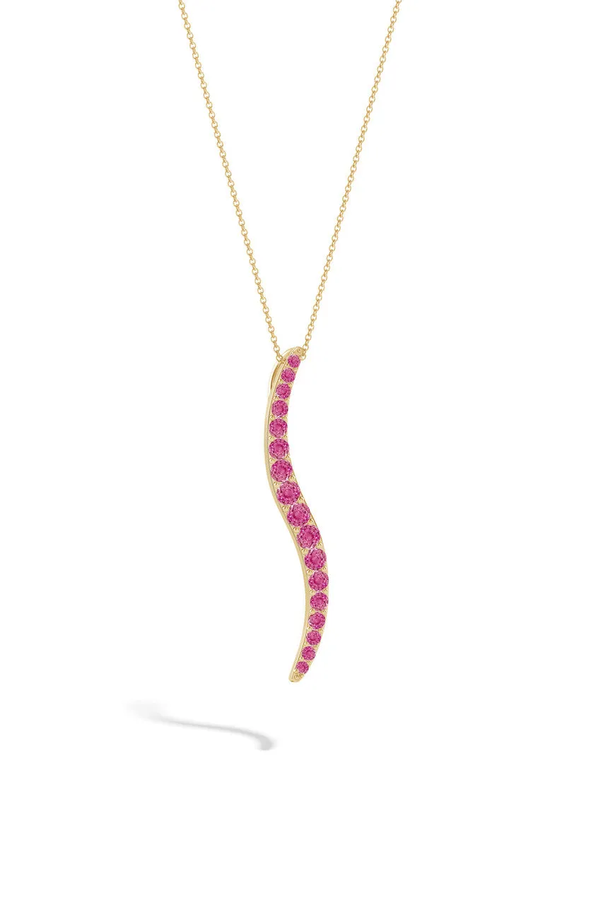 Shangri-La Brushstroke 14K Gold and Pink Sapphire Large Pendant Necklace sold by Natori product image thumbnail 3