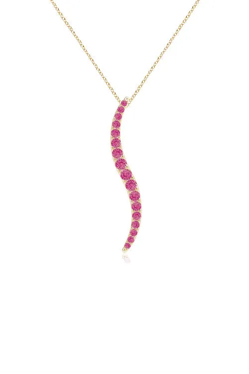 Shangri-La Brushstroke 14K Gold and Pink Sapphire Large Pendant Necklace sold by Natori