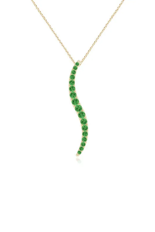 Shangri-La Brushstroke 14K Gold and Tsavorite Large Pendant Necklace made by Natori