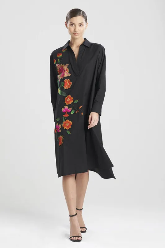 Cotton Poplin Chikayo Embroidery Oversized Shirtdress sold by Natori