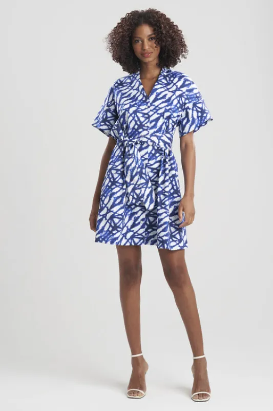 Akira-Cotton Sateen Mandarin Shirtdress sold by Natori