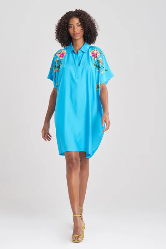 Cotton Silk Chikayo Embroidered Caftan Dress sold by Natori