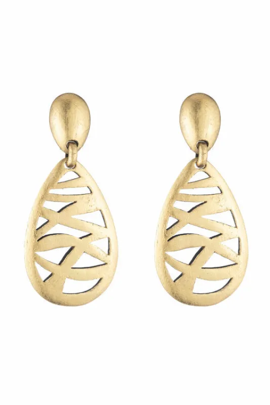 Acacia Wood Cut Out Earrings made by Natori