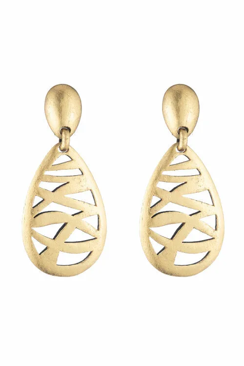 Acacia Wood Cut Out Earrings sold by Natori
