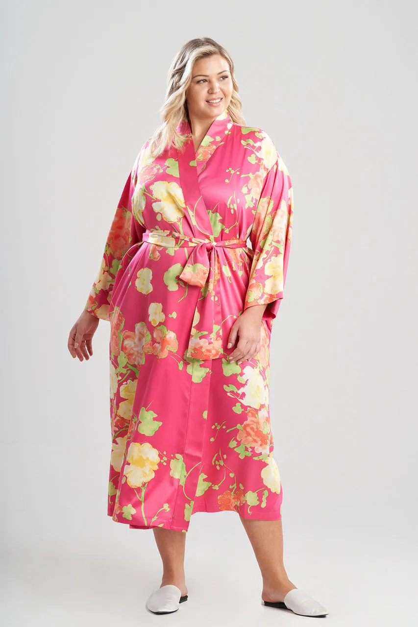 Bouquet-Printed Matte Satin Robe sold by Natori
