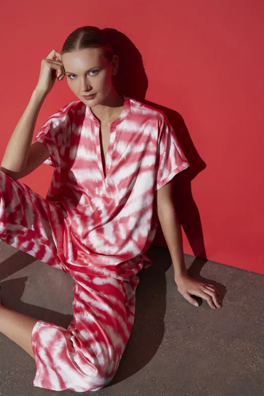 Ethereal Tiger - Satin PJ - coral pink made by Natori