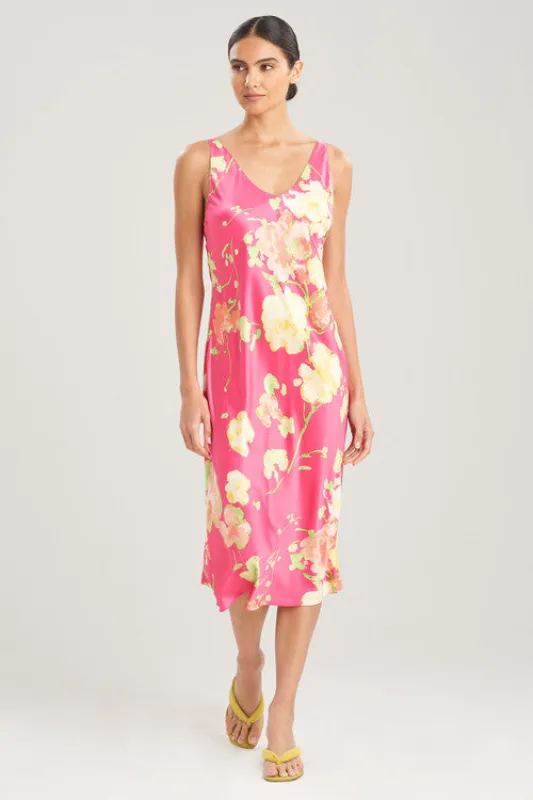 Bouquet-Printed Matte Satin Gown made by Natori