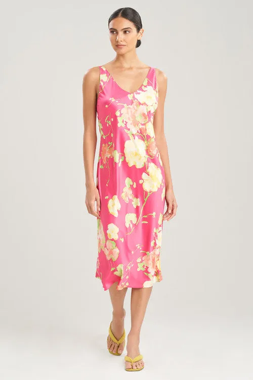 Bouquet-Printed Matte Satin Gown sold by Natori