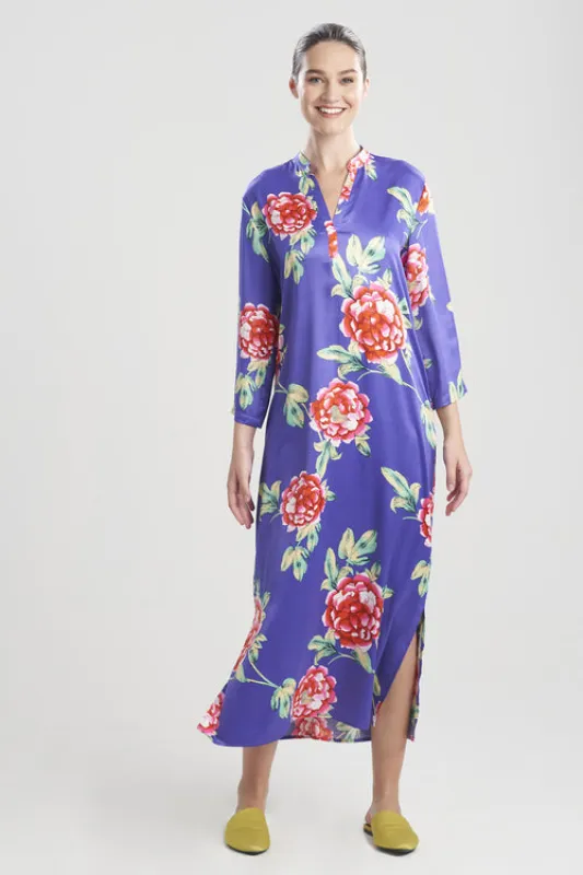 Island Fleur-Printed Matte Satin Caftan sold by Natori