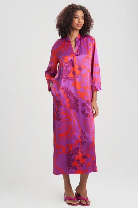 Soleil-Printed Matte Satin Caftan sold by Natori