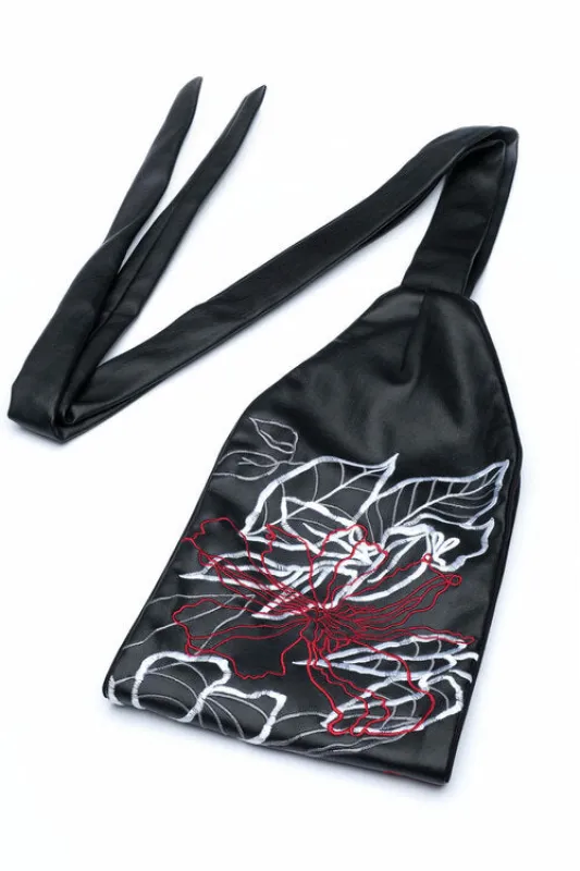 Faux Lambskin Embroidered Obi Belt made by Natori