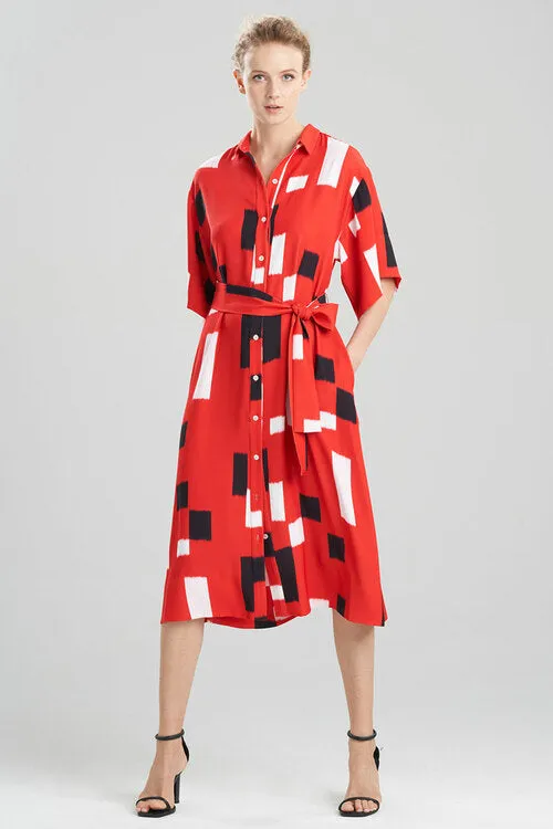 Takara Fluid Crepe Belted Shirtdress sold by Natori