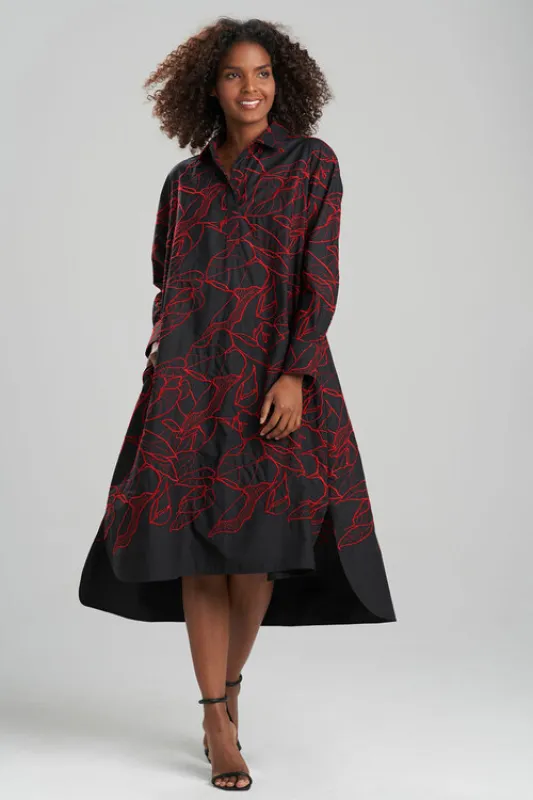 Hana Cotton Poplin Embroidered Dress made by Natori