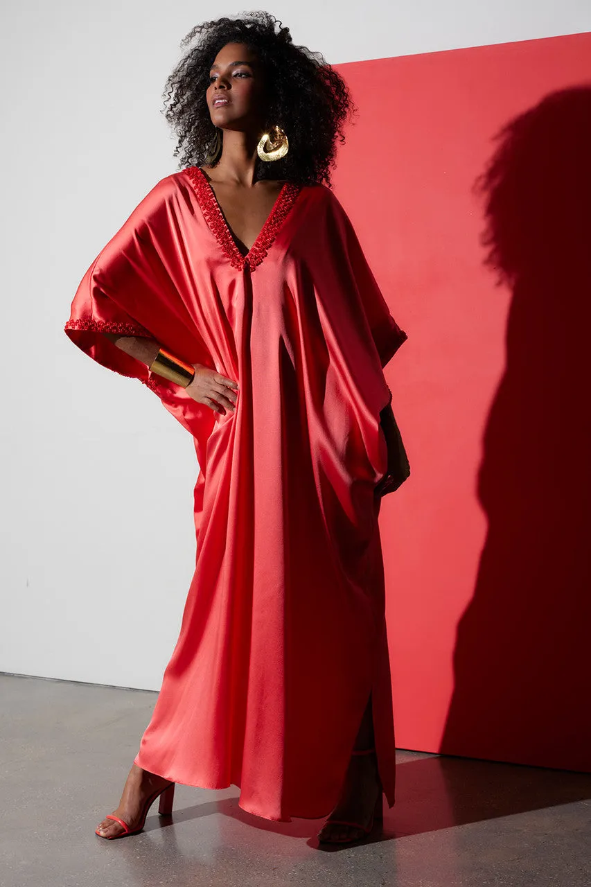 Key Essentials Embellished Cocoon Silk Caftan sold by Natori product image thumbnail 3