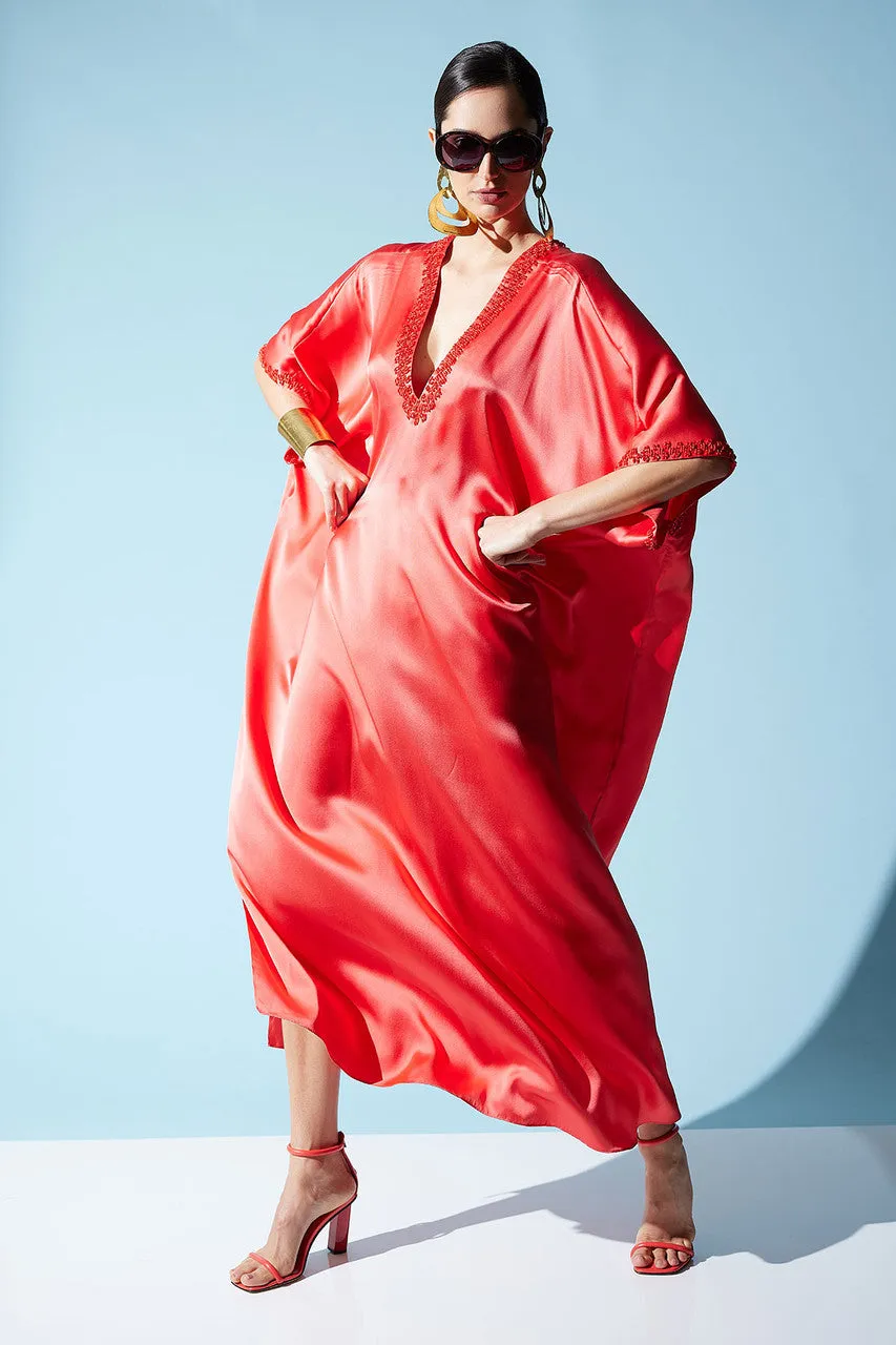 Key Essentials Embellished Cocoon Silk Caftan sold by Natori product image thumbnail 5