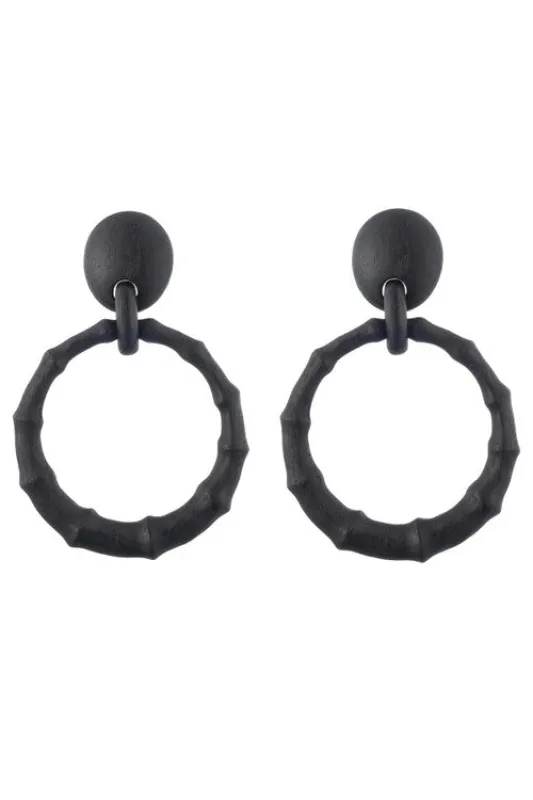 Acacia Wood Bamboo Drop Earrings made by Natori