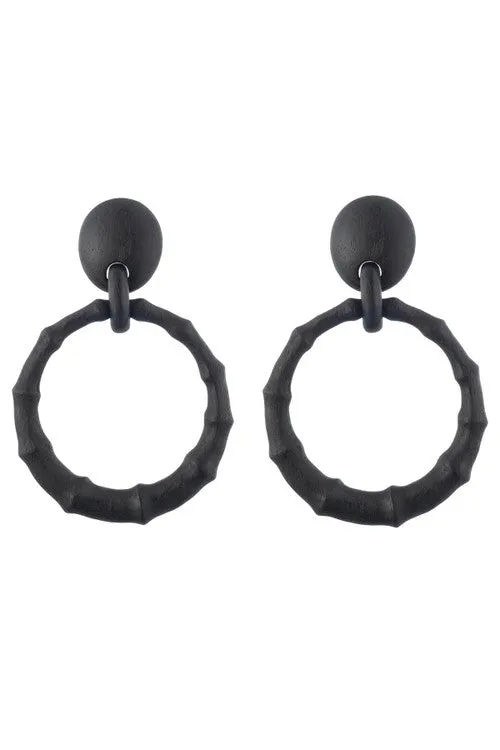 Acacia Wood Bamboo Drop Earrings sold by Natori