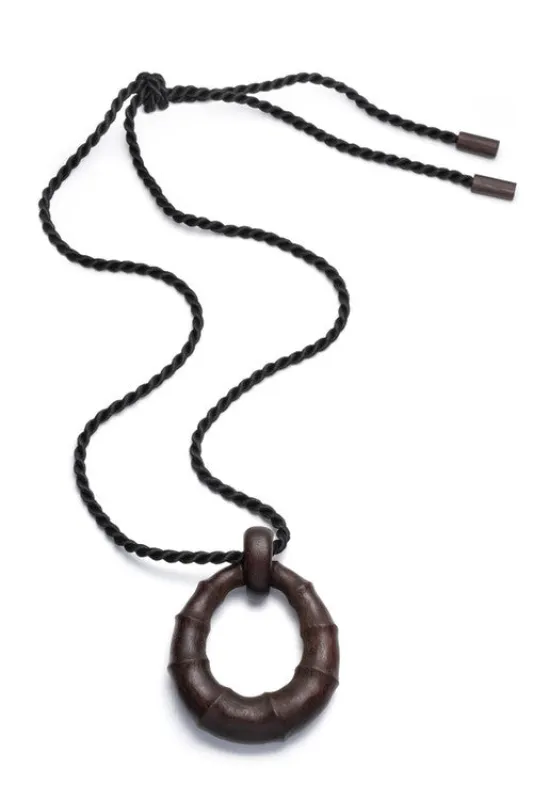 Acacia Wood Bamboo Necklace made by Natori