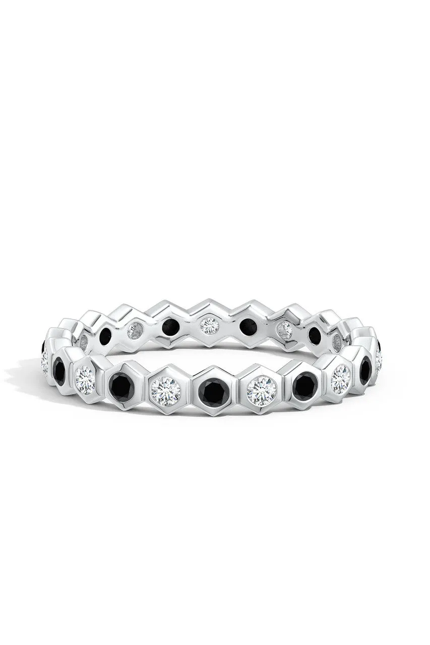 Indochine 14k Hexagon Black & White Diamond Stacking Eternity Band Ring sold by Natori product image thumbnail 5
