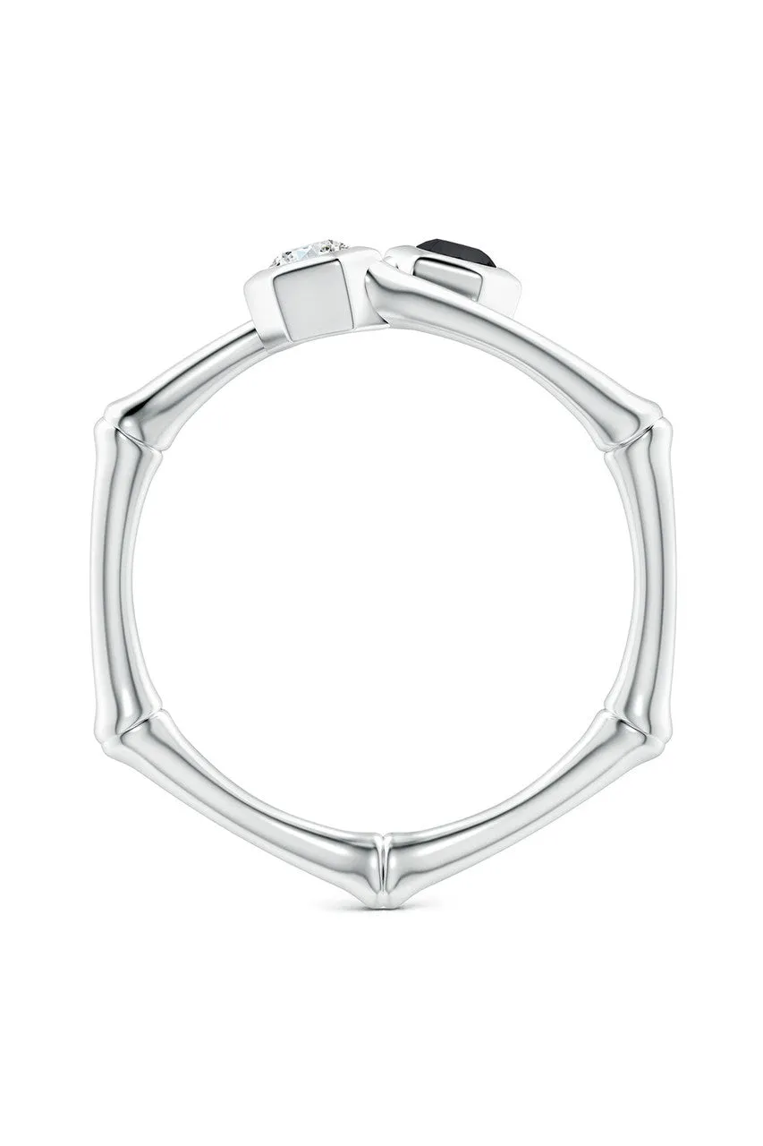 Indochine 14k Black & White Diamond Bamboo Bypass Ring sold by Natori product image thumbnail 4