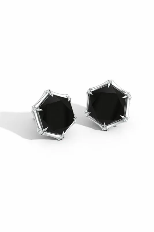 Indochine 14k Hexagon Black Onyx & Diamond Stud Earrings sold by Natori