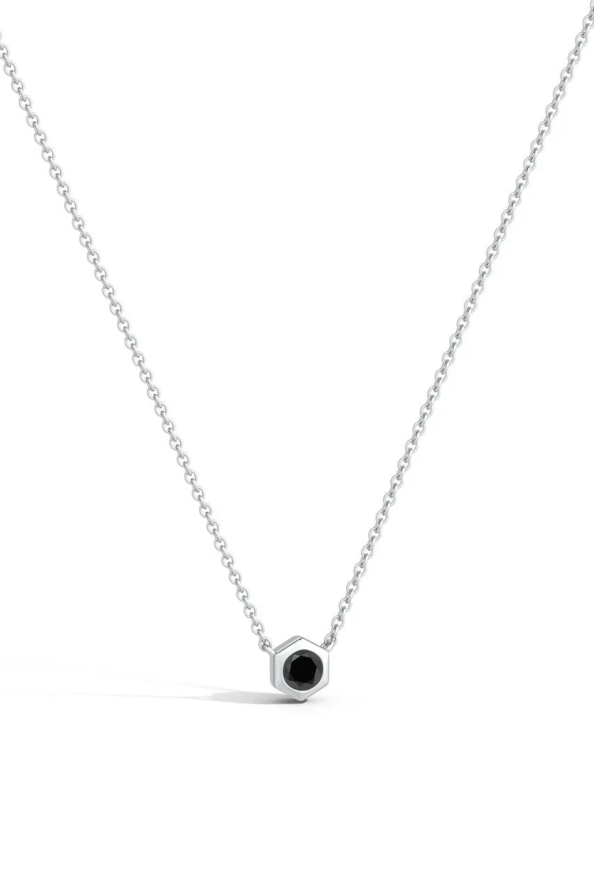 Indochine 14k Hexagon Frame Black Diamond Solitaire Necklace sold by Natori product image thumbnail 3