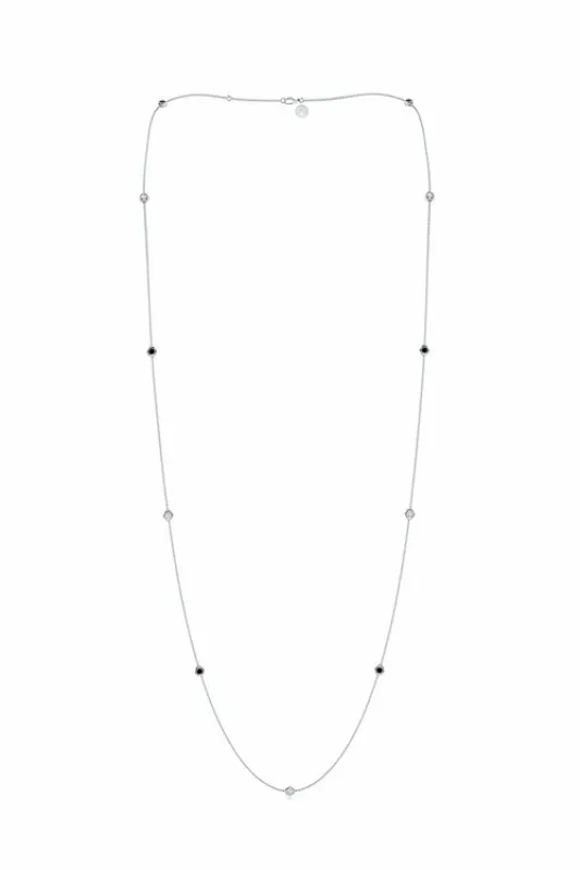 Indochine 14k Black & White 36 Inch Diamond Station Necklace made by Natori