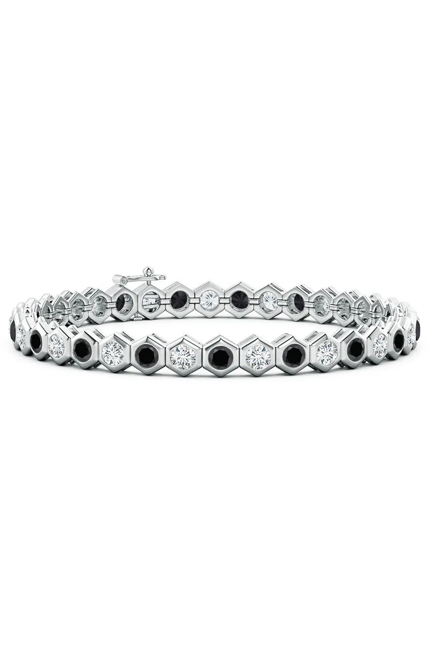 Indochine 14k Hexagon Black and White Diamond Tennis Bracelet sold by Natori product image thumbnail 2