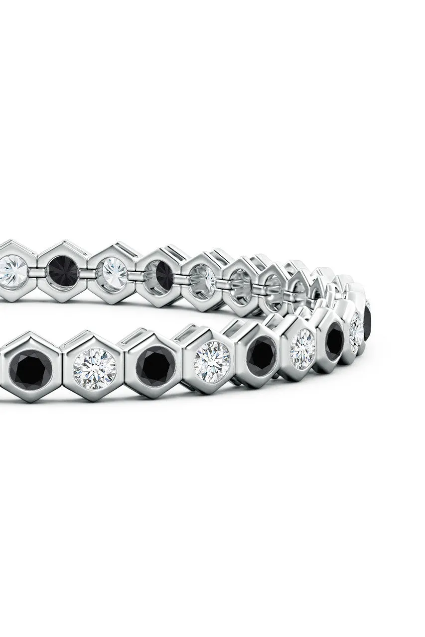 Indochine 14k Hexagon Black and White Diamond Tennis Bracelet sold by Natori product image thumbnail 4