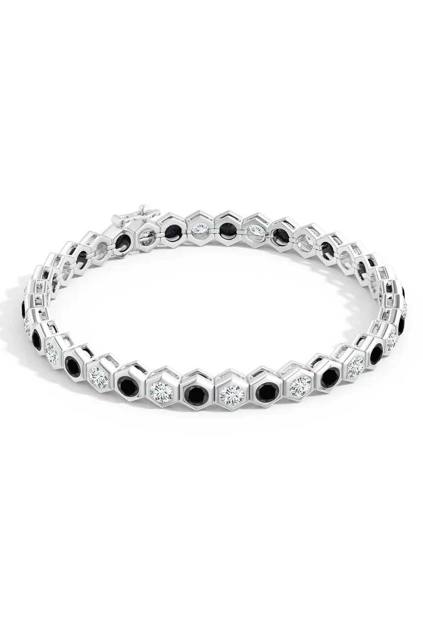 Indochine 14k Hexagon Black and White Diamond Tennis Bracelet sold by Natori product image thumbnail 3