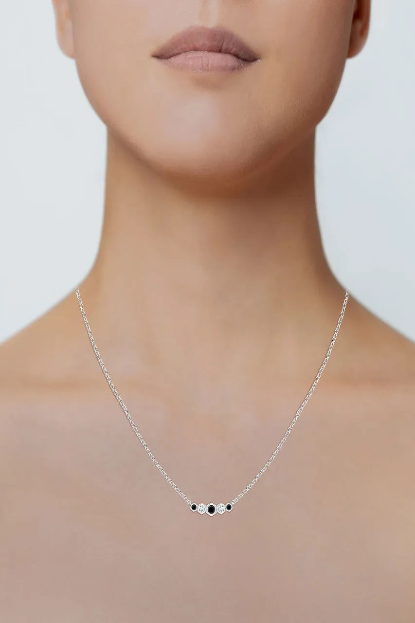 Indochine 14k Black & White Diamond Tapering Hexagon Bar Necklace sold by Natori product image thumbnail 4