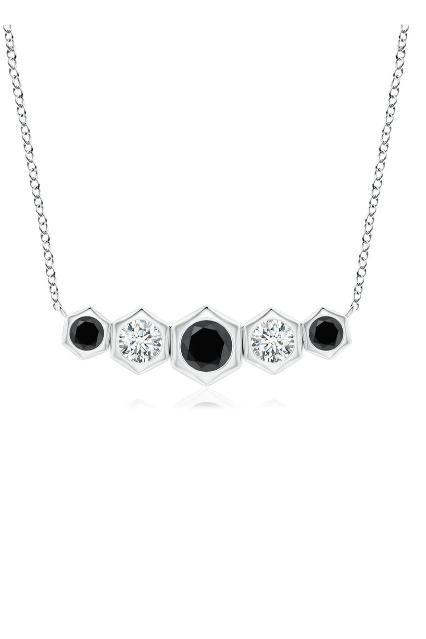 Indochine 14k Black & White Diamond Tapering Hexagon Bar Necklace sold by Natori product image thumbnail 2