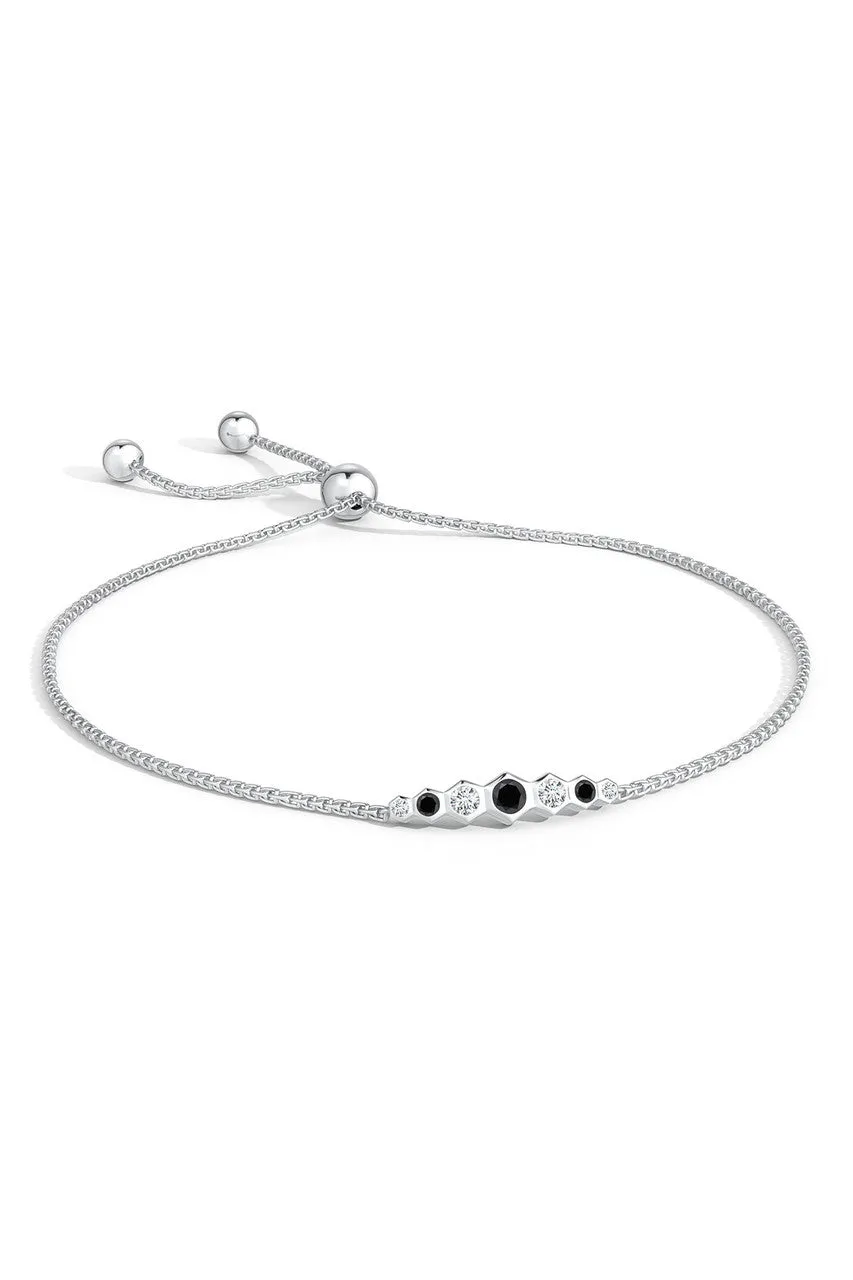 14k Indochine Hexagon Black and White Diamond Bar Bolo Bracelet sold by Natori product image thumbnail 3