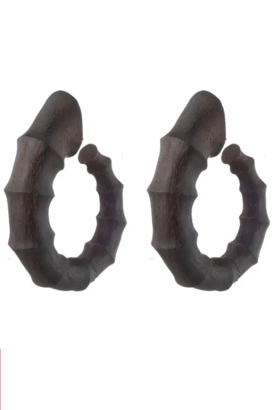 Acacia Wood Bamboo Earrings made by Natori