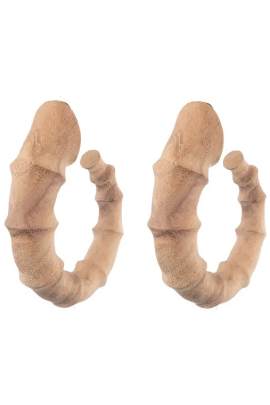 Acacia Wood Bamboo Earrings made by Natori