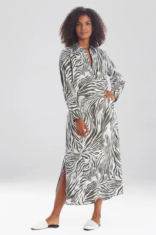 Zebra - Printed Cotton Sateen Cabana - Black sold by Natori