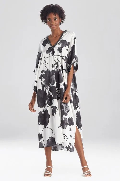 Peony Blossoms Silk Caftan sold by Natori