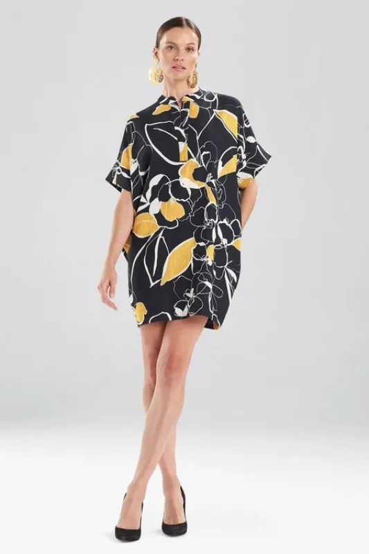 Ume Crepe Mandarin Collar T-Shirt Dress sold by Natori