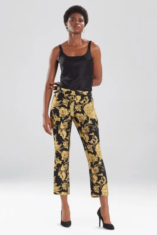 Gold Flower Jacquard Pants made by Natori