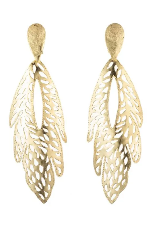 Plated Brass Leaf Earrings made by Natori