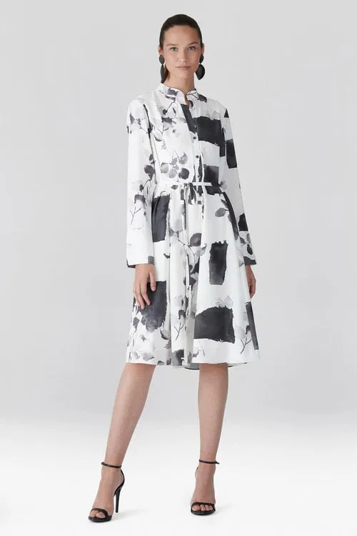 Zen Garden - Silky Soft Shirt Dress - white with black sold by Natori product image thumbnail 5