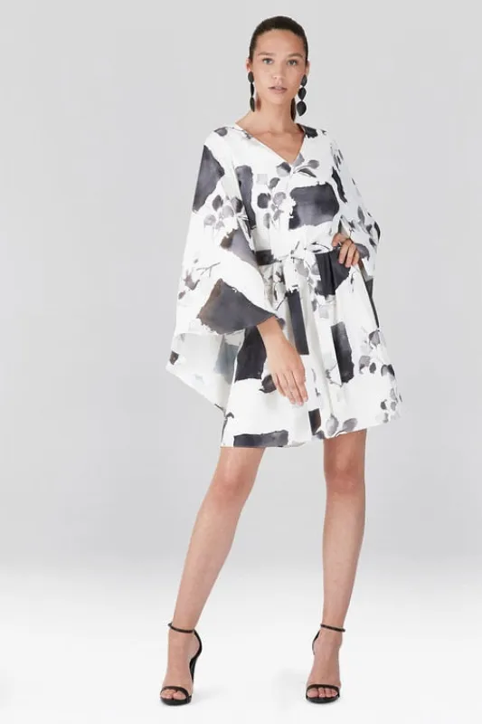 Zen Garden - Silky Soft Cape Dress - white with black sold by Natori