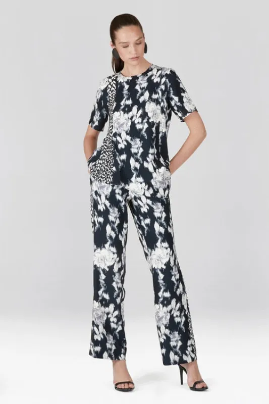 Tie-Dye Floral Fluid Crepe Pull On Pants sold by Natori